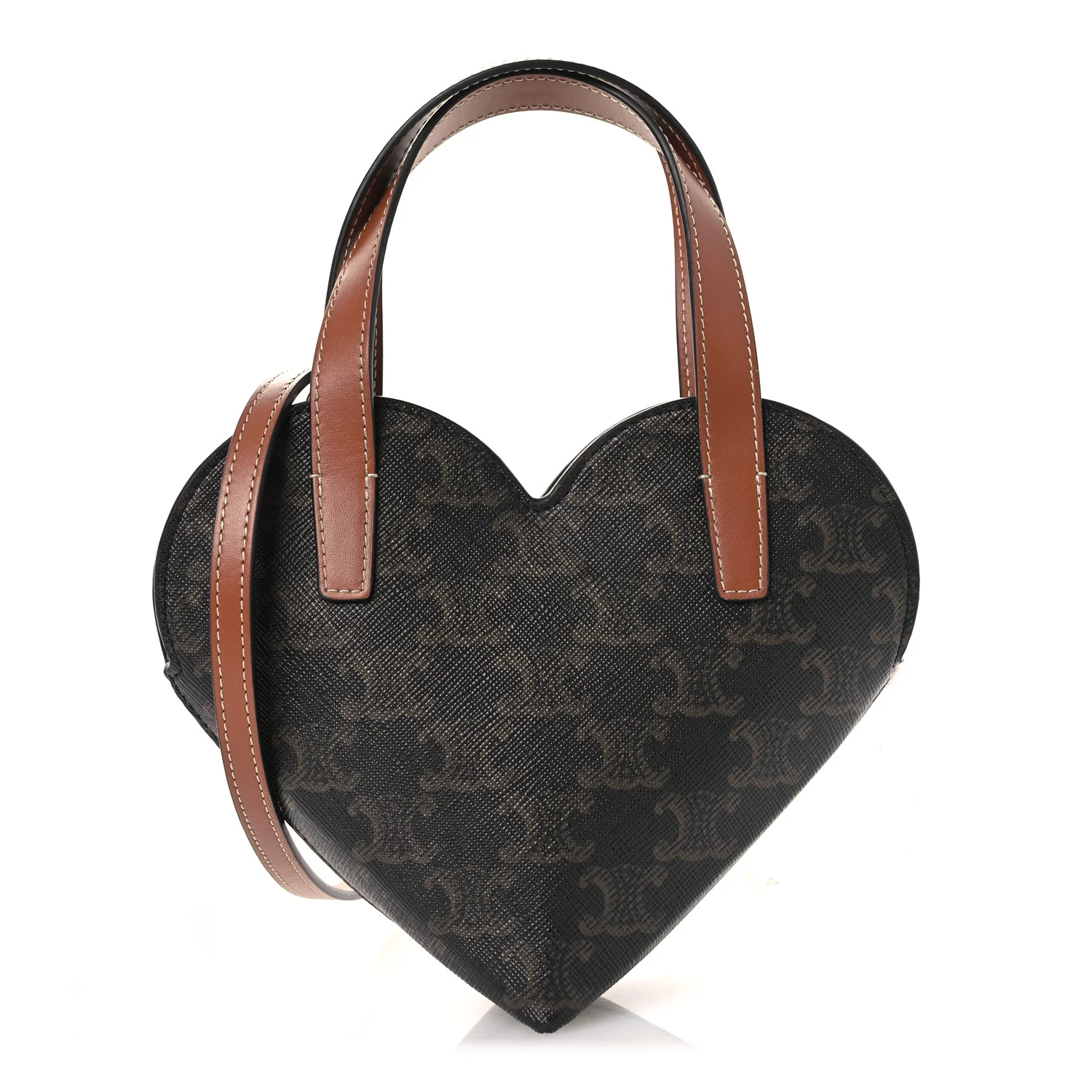 Triomphe Canvas Calfskin Teen Couer Heart Bag Tan