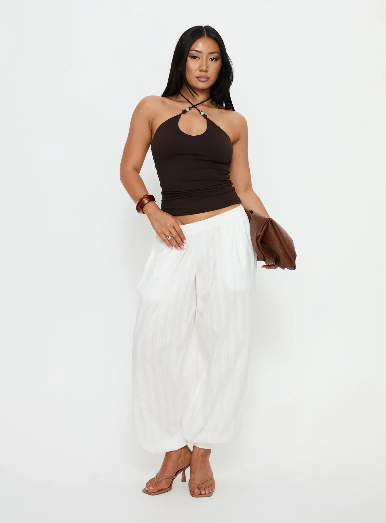 Manika Bead Detail Top Chocolate