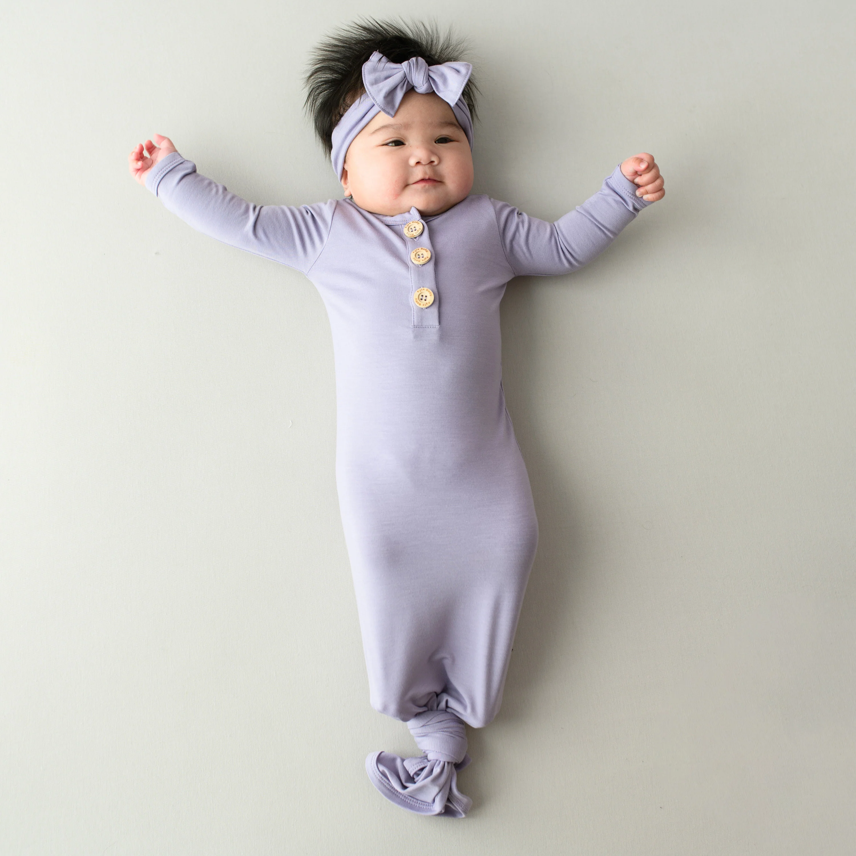 Knotted Day Gown with Bow Set in Taro