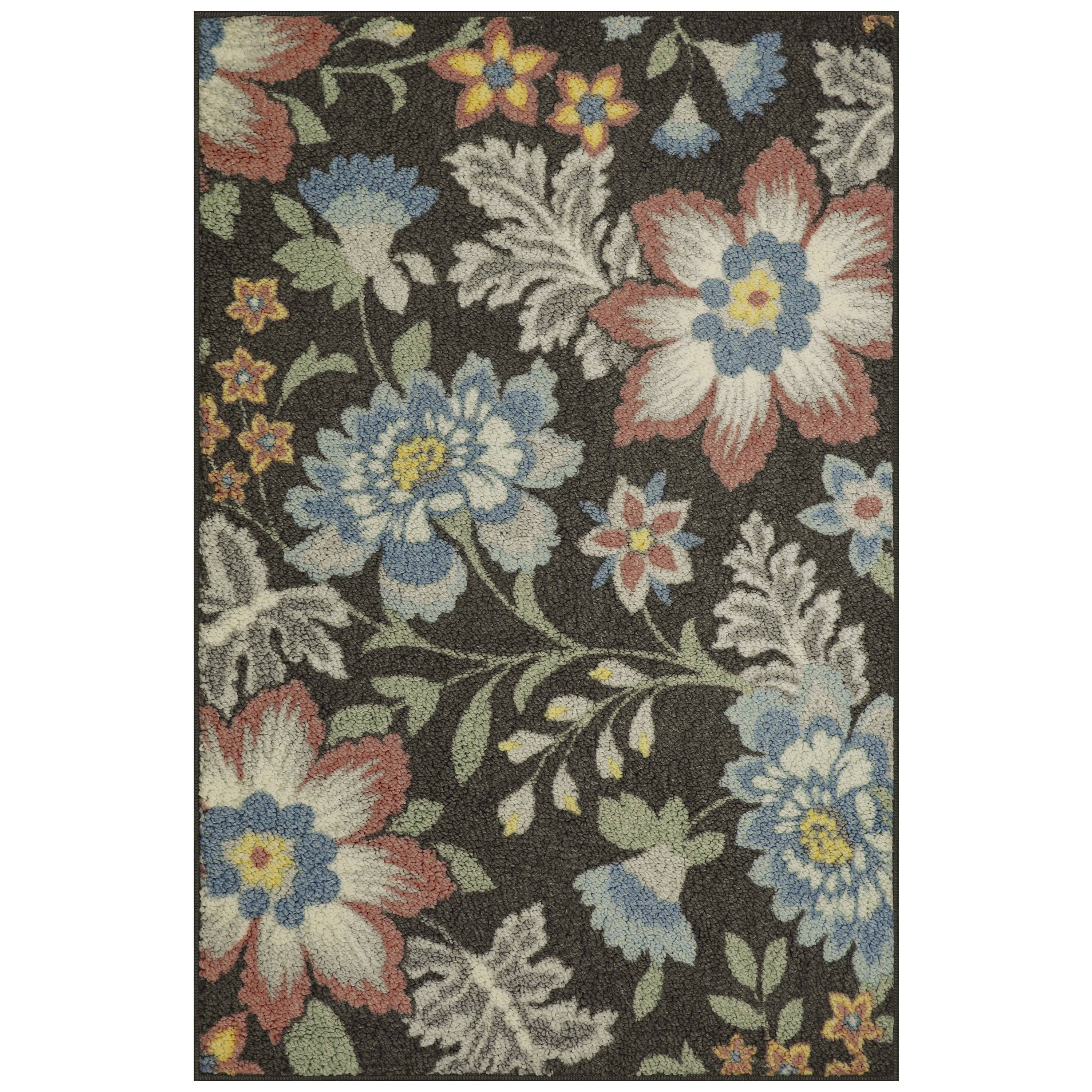 Mainstays Farmhouse Oversized Floral Gray Multi Indoor Accent Rug, 2'6