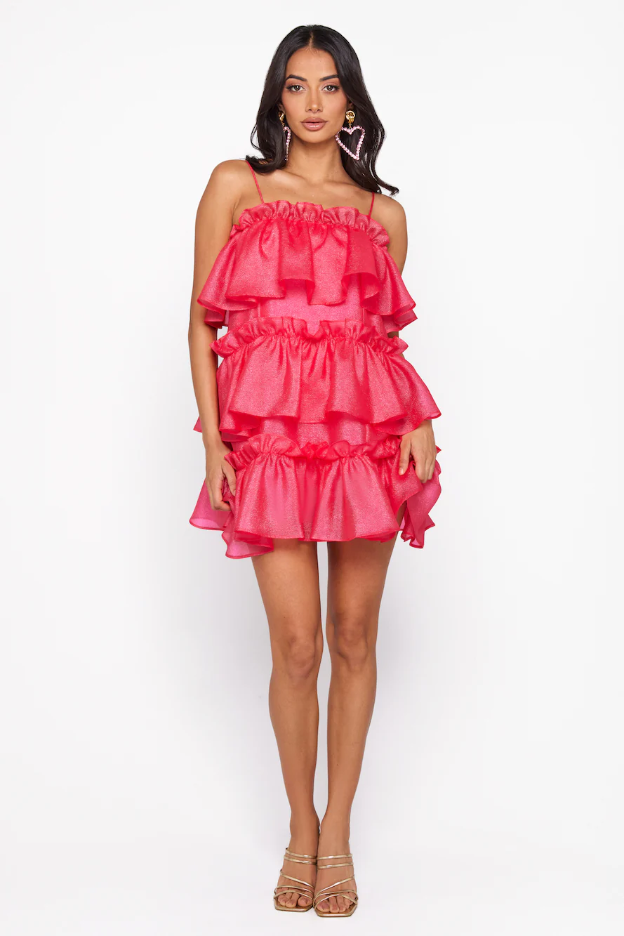 HELLO MOLLY Champagne Towers Mini Dress Hot Pink