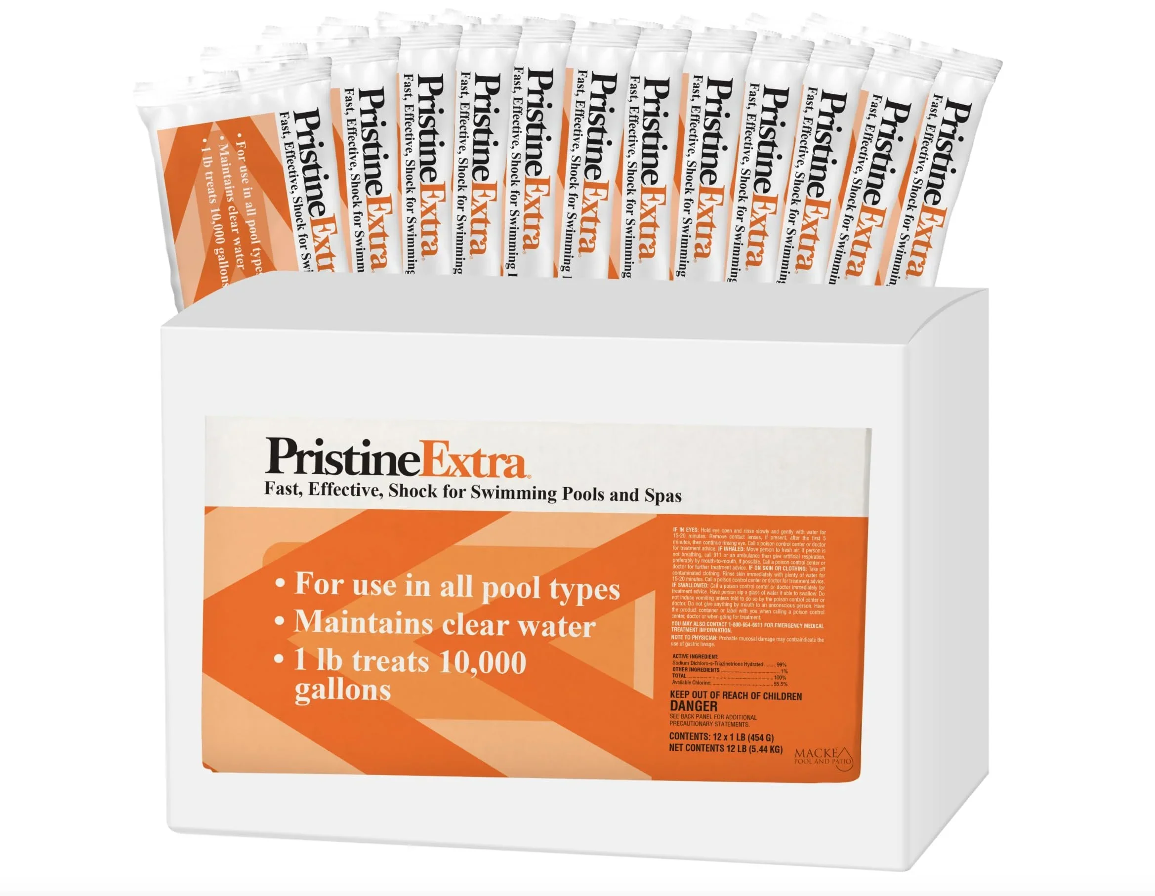 PristineExtra 24 lb Powerful Oxidizing Granules for Pools & Spas Multi Purpose Non Chlorine Shock for Clear Fresh Water Includes My Garden Pool 2 Scum Socks 7 in 1 Test Strip & Pool IQ Assistant
