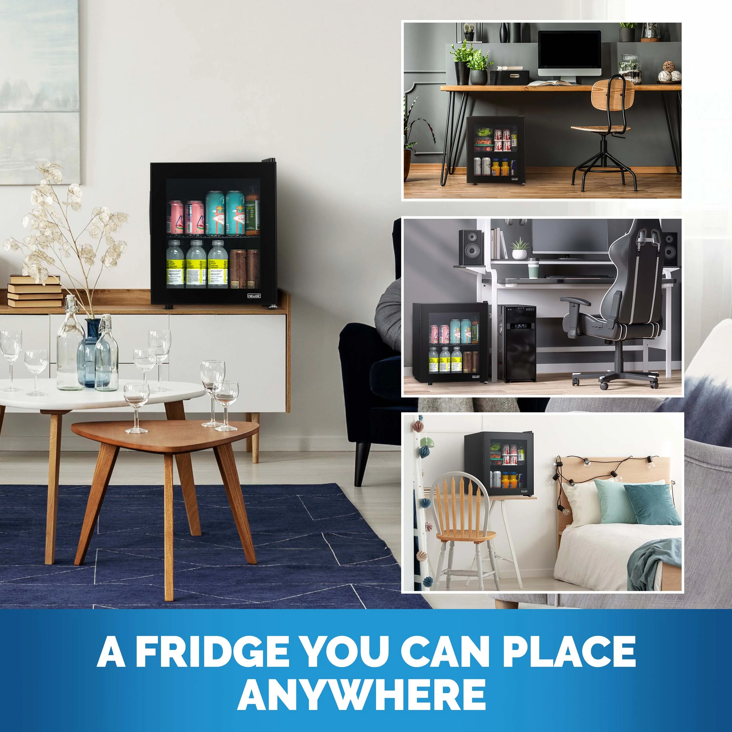Newair 60-Can Freestanding Black Beverage Fridge - 16.75