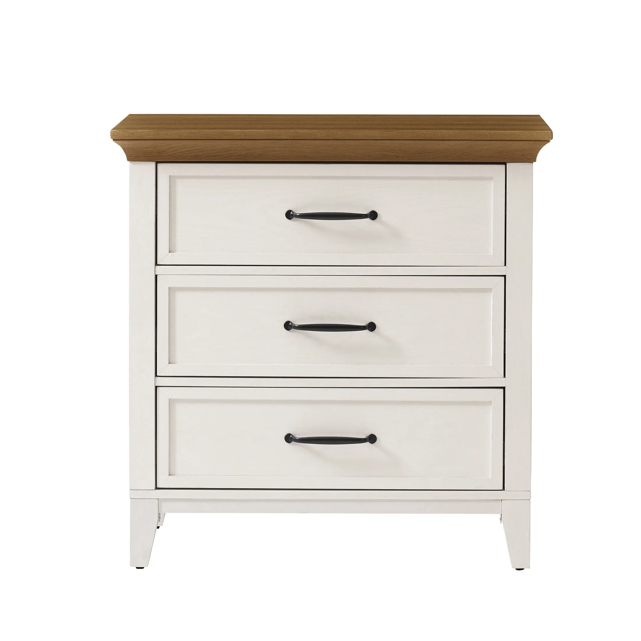 Better Homes & Gardens Canton 3-Drawer Nightstand, Textured White and Light Honey