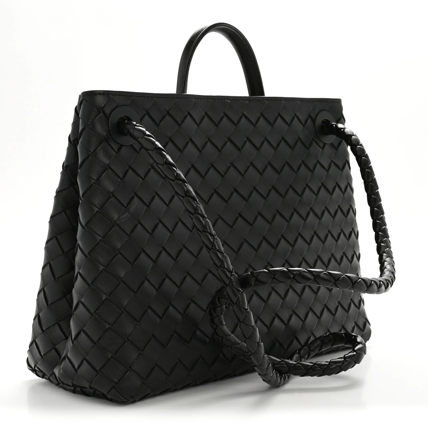 Nappa Intrecciato Medium Andiamo Shoulder Bag Black