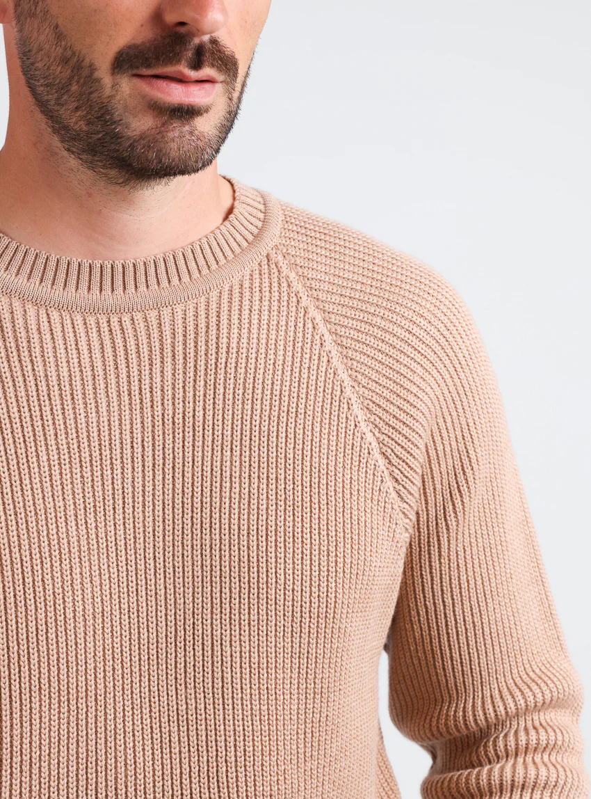 Pull homme en laine maille perlée Beige Chaud
