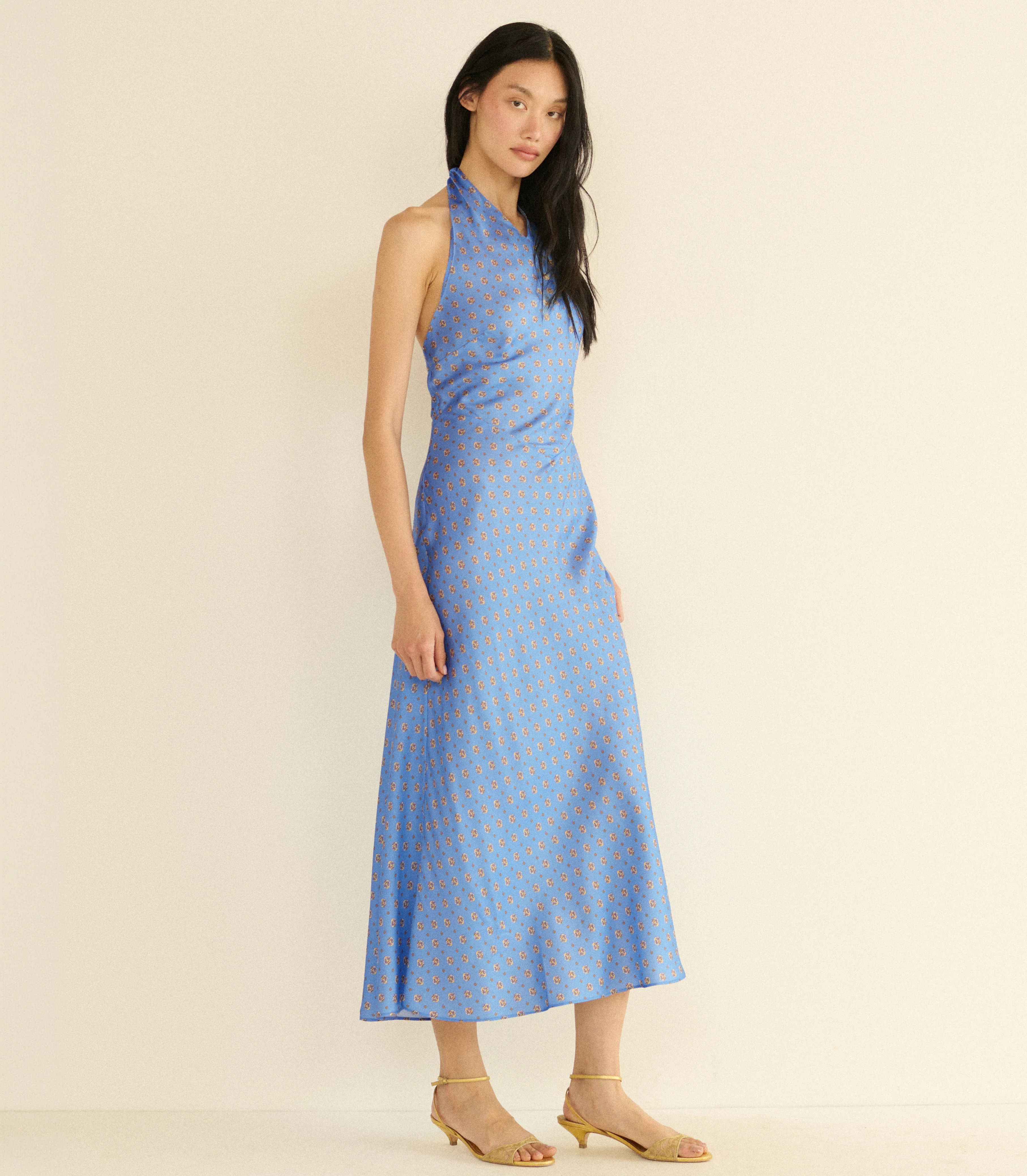 NOEMIE DRESS -- PERIWINKLE CADIZ FOULARD