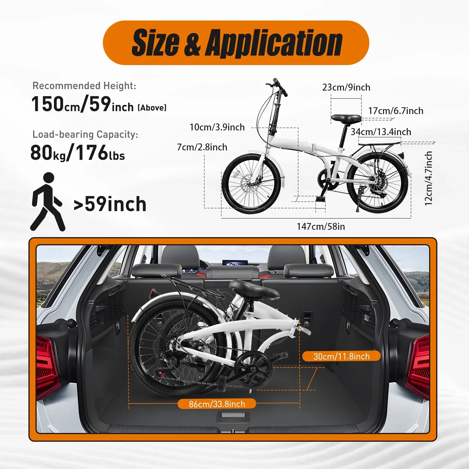LOYALHEARTDY 20 Folding Bike 7-Speed Unisex Mountain Bicycle Adjustable Height MTB City Bike for Adult Teenager High Carbon Steel Foldable Bicycle for Riding Traveling w/Dual Disc Brakes & Fender