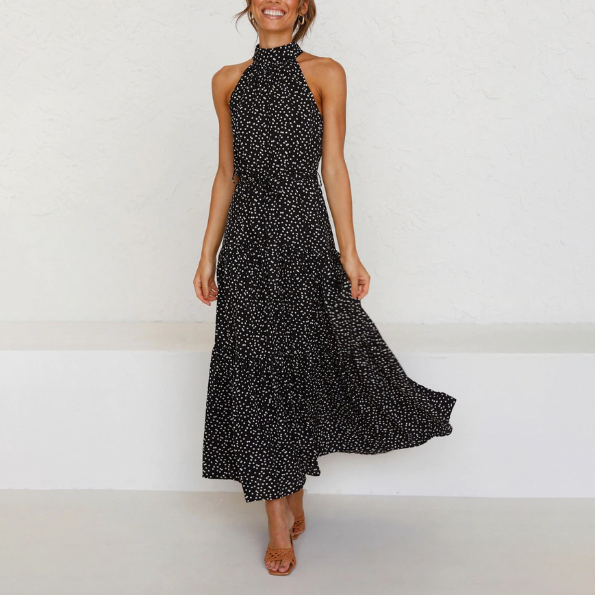 Robe dos nu à pois décontractée et tendance