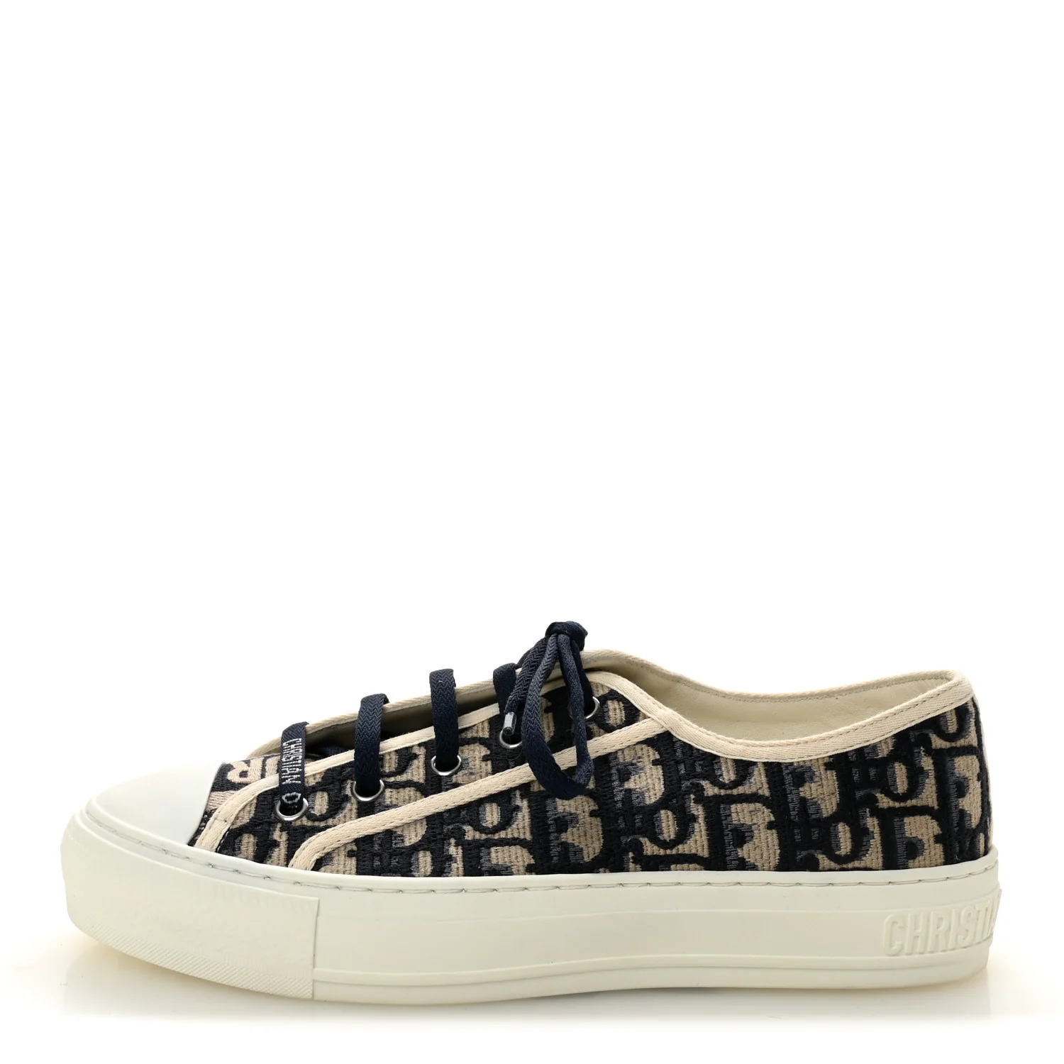 Canvas Oblique Walk'N'Dior Low Top Sneakers 38.5 Deep Blue