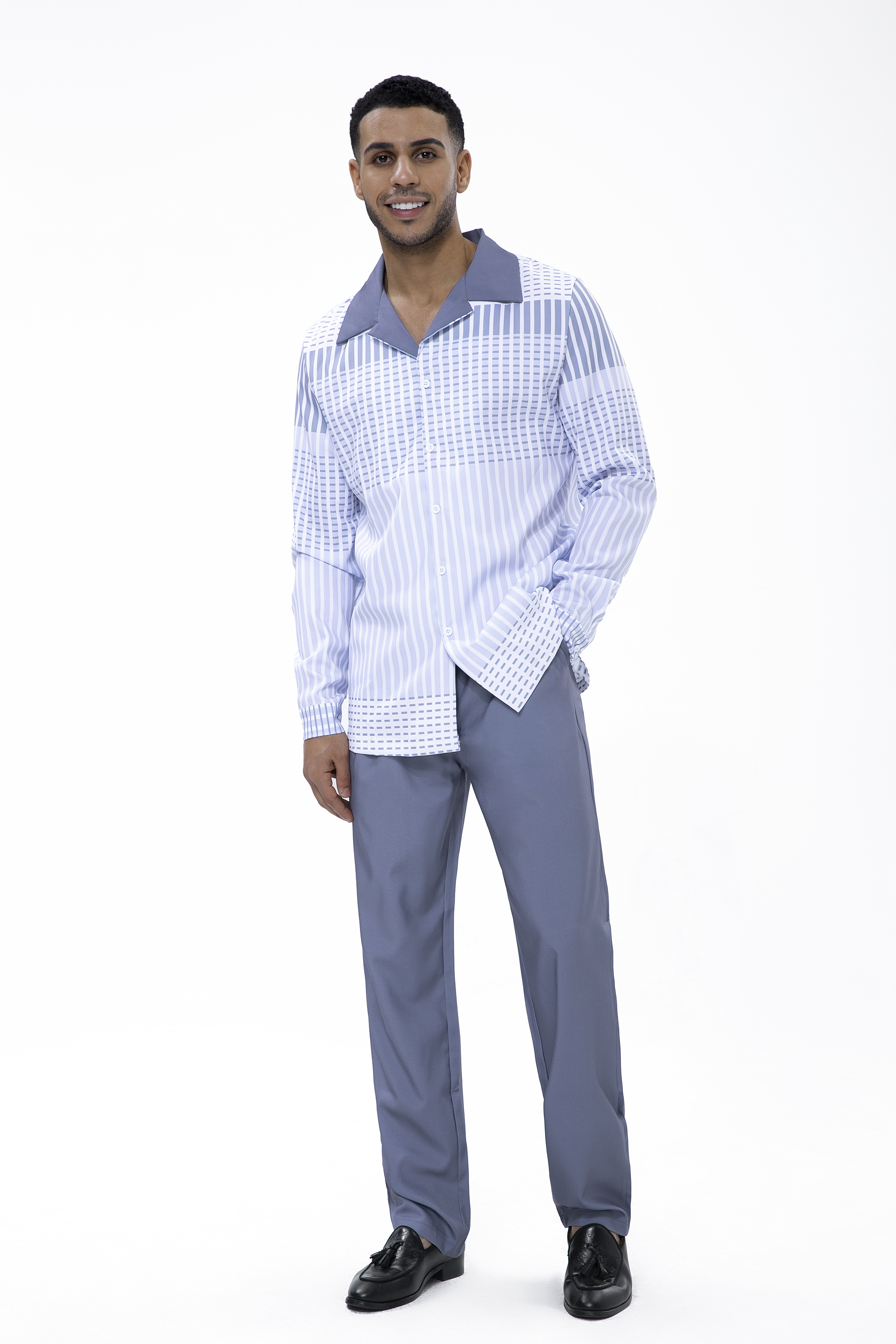 Ensemble de marche deux pièces Suitmens gris dégradé à manches longues et pantalon