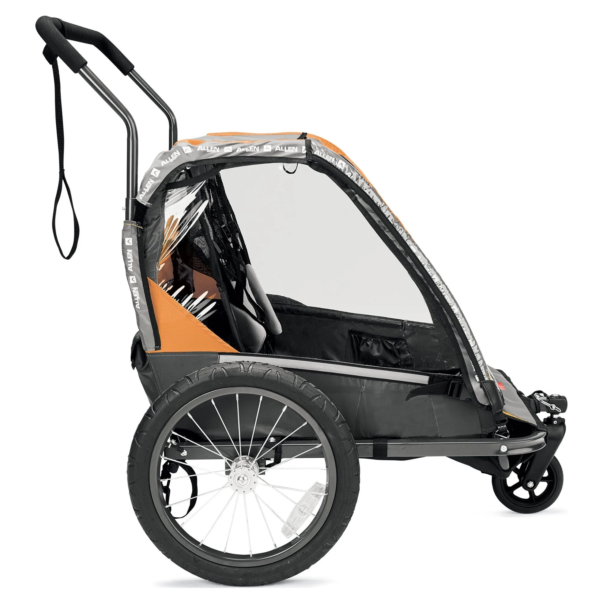 Deluxe 2-Child Bicycle Trailer Stroller, Model AS2, Green - Image 4