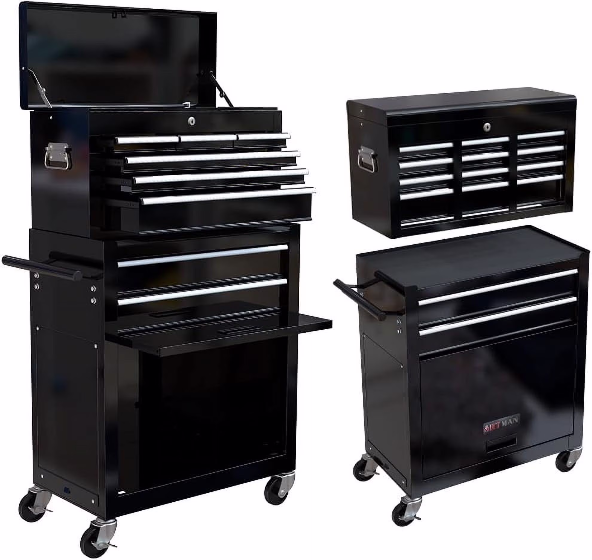 8-Drawer Tool Chest High Capacity Rolling Tool Chest with Wheels and Drawers Rolling Tool Box with Lock, Removable Tool Cabinet Storage for Warehouse Garage Workshop, Black