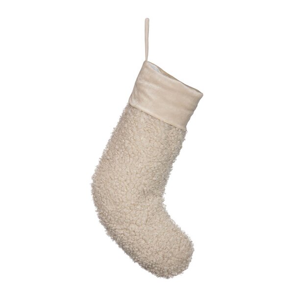 Julesokk teddy 35 cm kremhvit