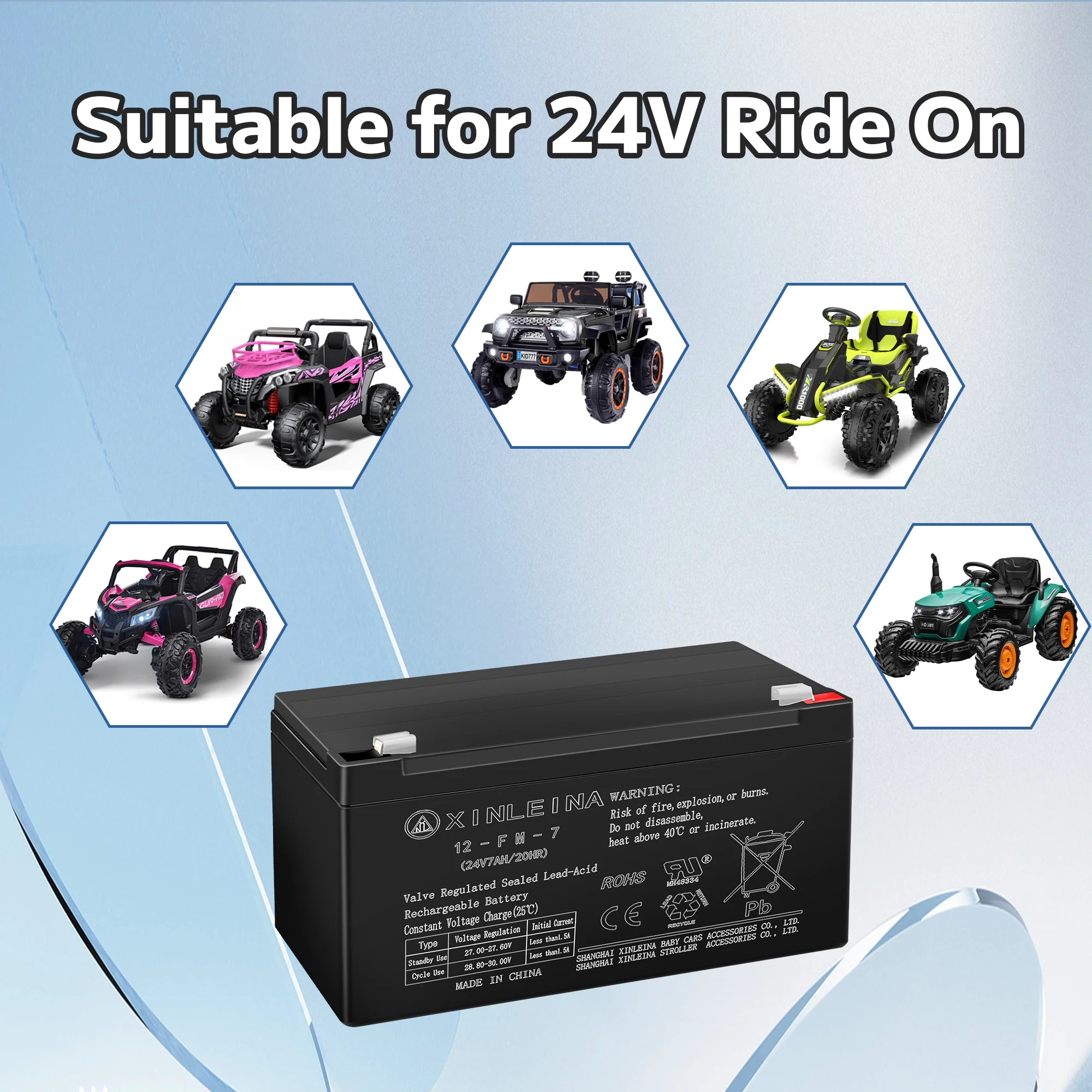 24V 7Ah Rechargeable Sealed Lead Acid Battery Suitable for Most Kids Ride on Car Battery Accessories - Image 6