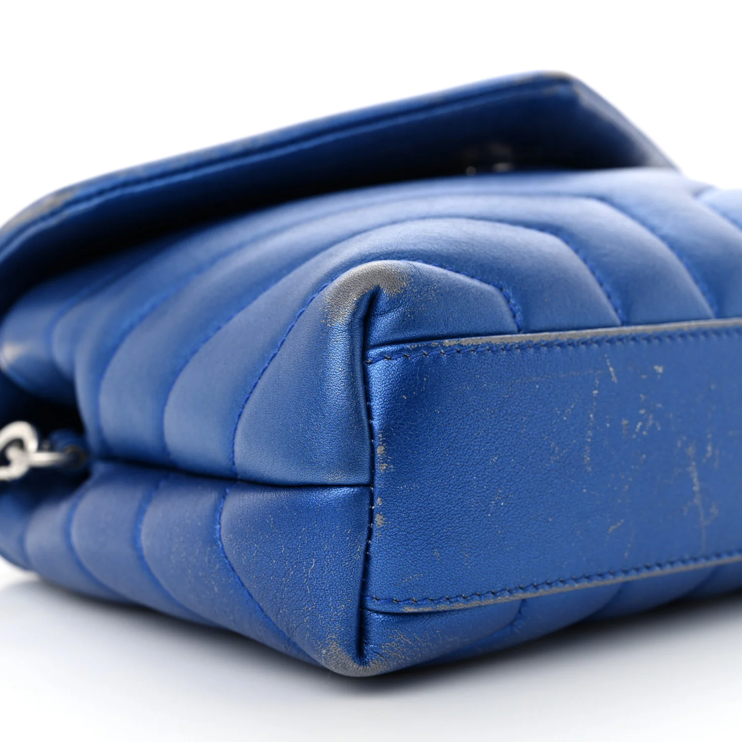 Metallic Calfskin Y Quilted Monogram Toy Loulou Crossbody Bag Blue Royal