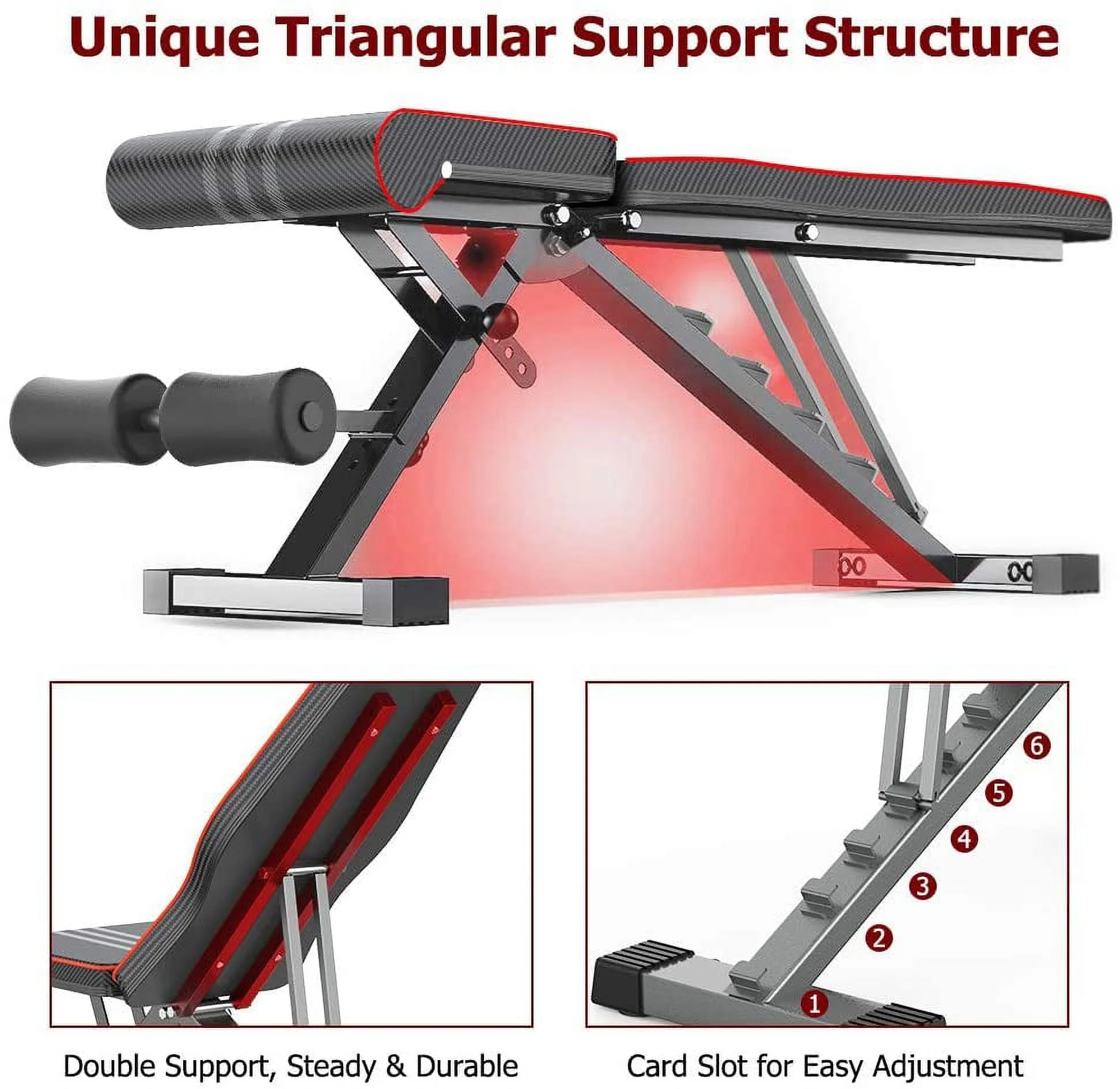 Delfy 13 Level Adjustable Weight Bench Commercial Multi-use/Foldable Home Training/Incline/Decline/Flat Workout Bench for Home Gym