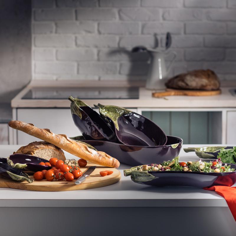 Aubergine salatskål 26 cm lilla/grønn