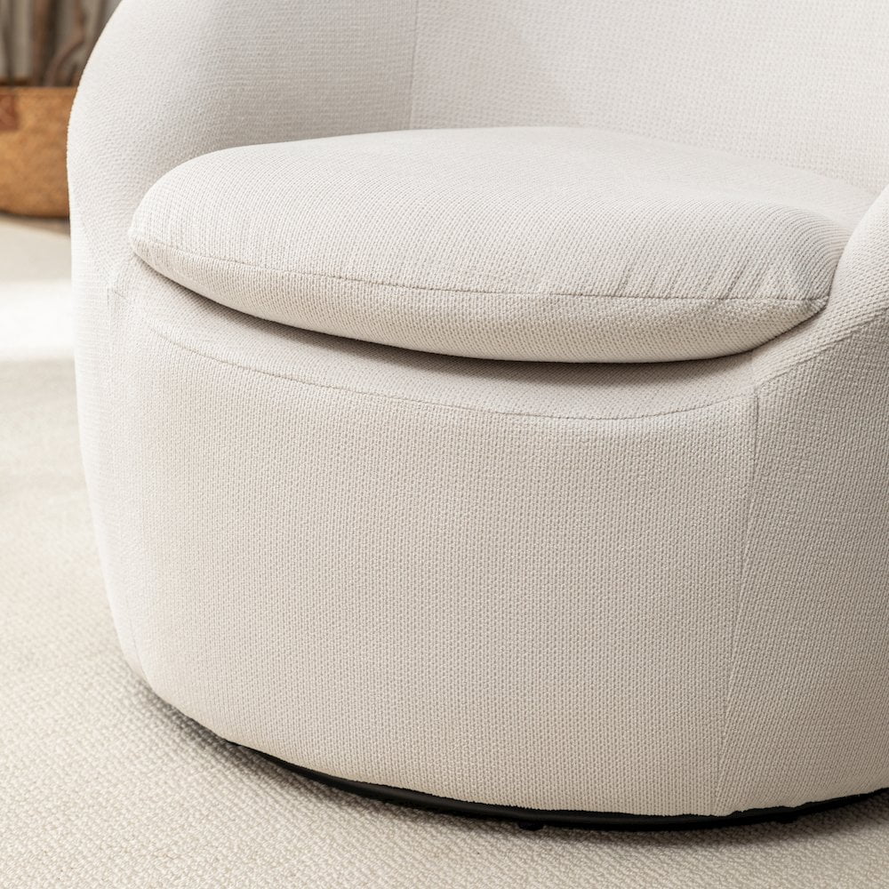 Roundhill Furniture Winnie Modern Barrel Chair, 360�� Swivel(Beige Polyester)