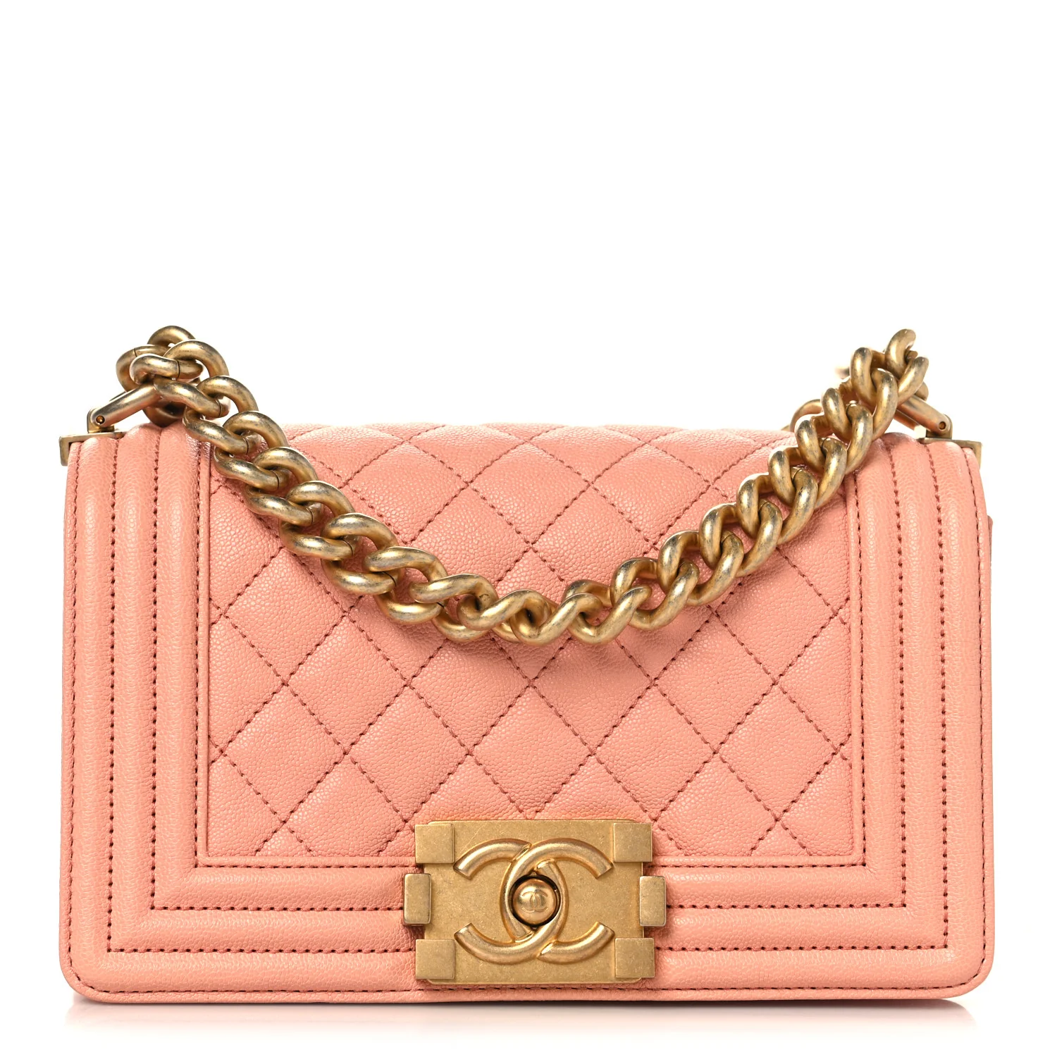 Caviar Quilted Small Boy Flap Light Pink