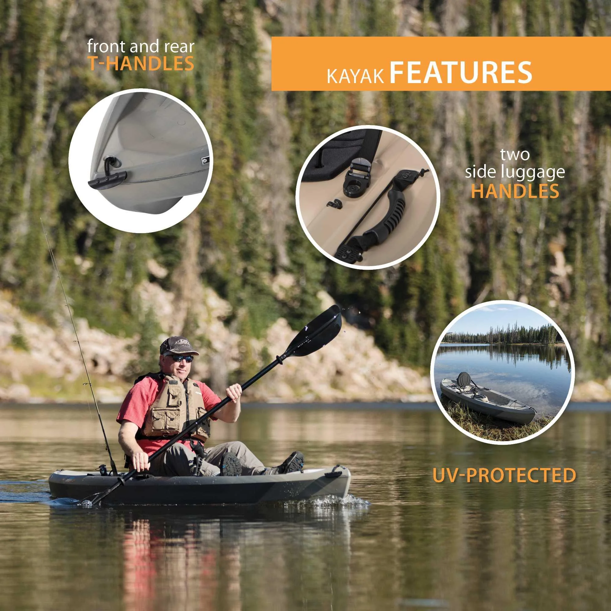 Lifetime Tamarack Angler 10 Ft. Fishing Kayak, Volcano Fusion (91340)