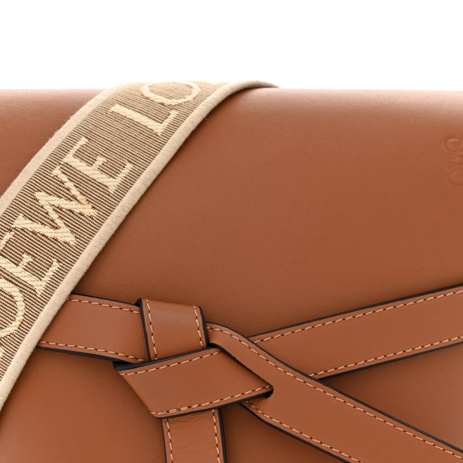 Calfskin Jacquard Small Gate Dual Bag Tan