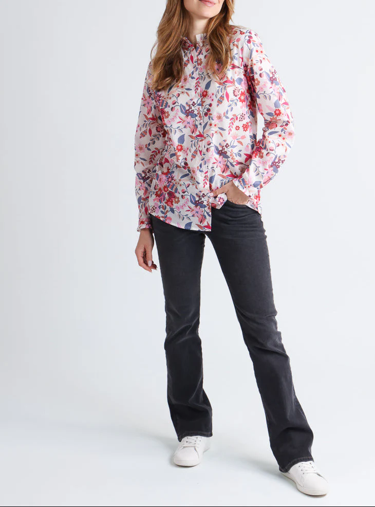 Chemisier femme liberty fleuri rose