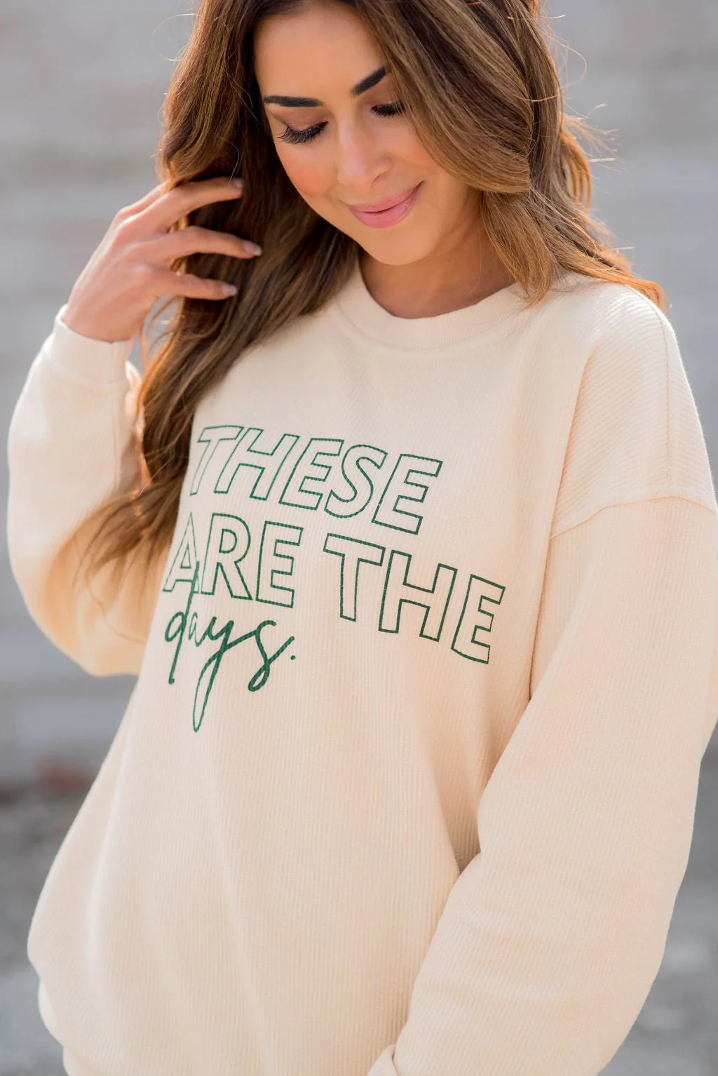 These Are The Days Ribbed Graphic Crewneck