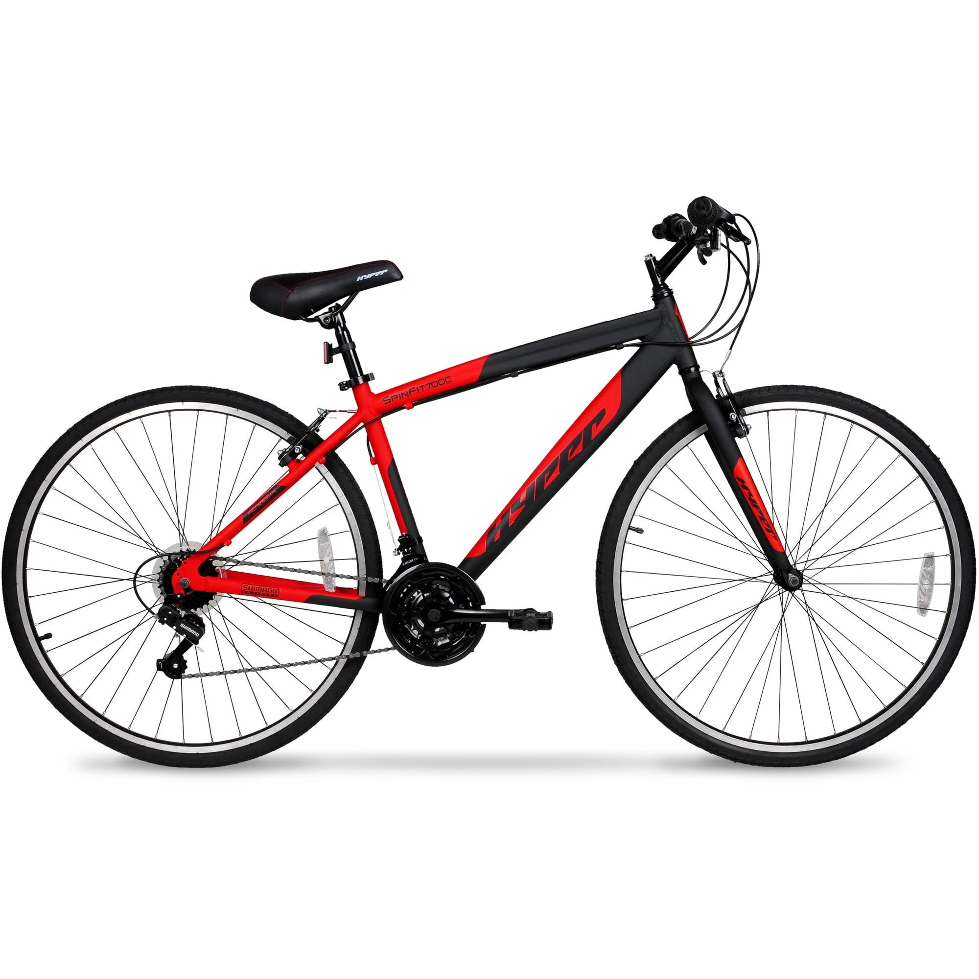 Bicycle 700c Men's Spin fit Hybrid Bike, Black and Red - Image 2