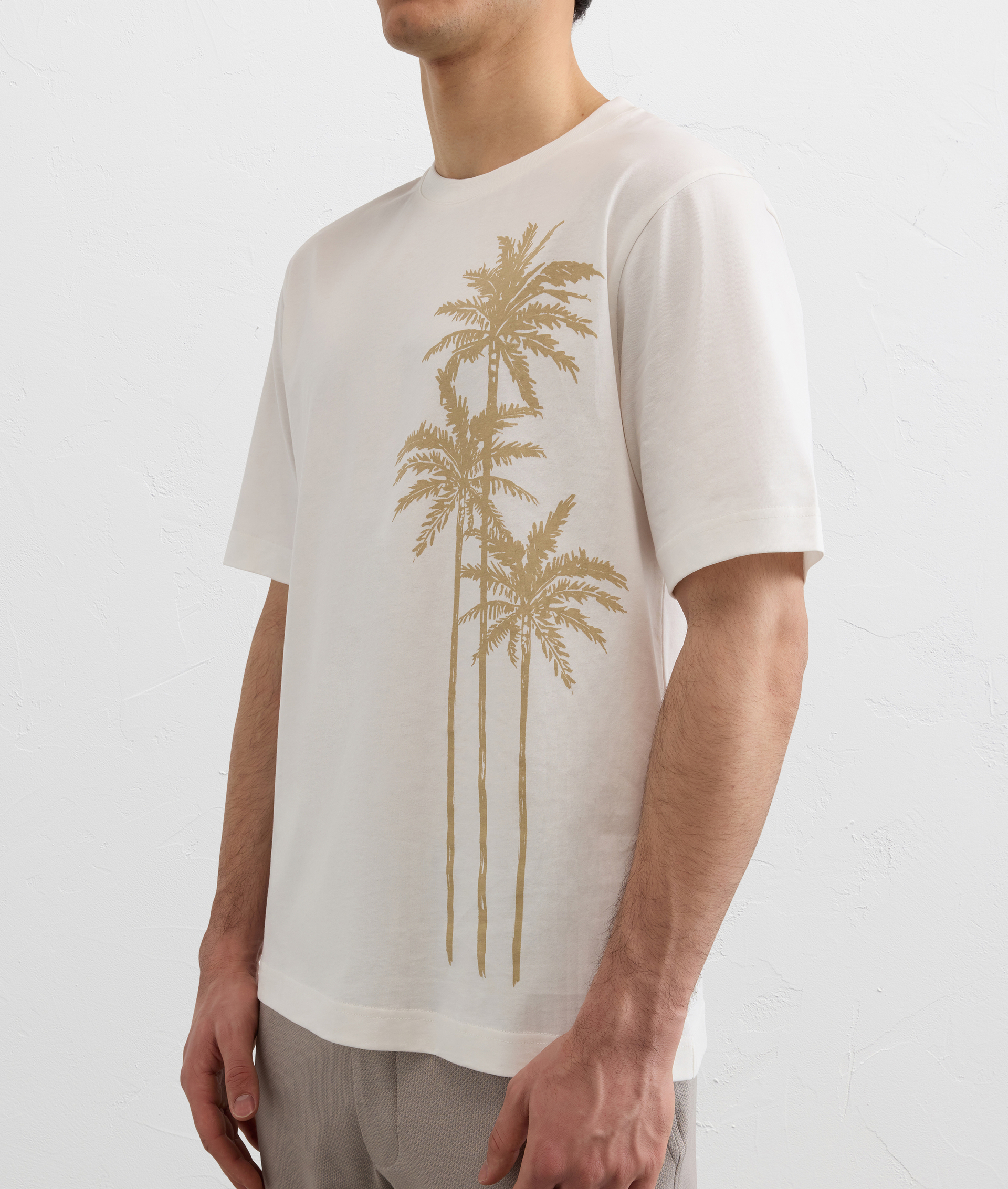 WHITE PRINTED COTTON T SHIRT