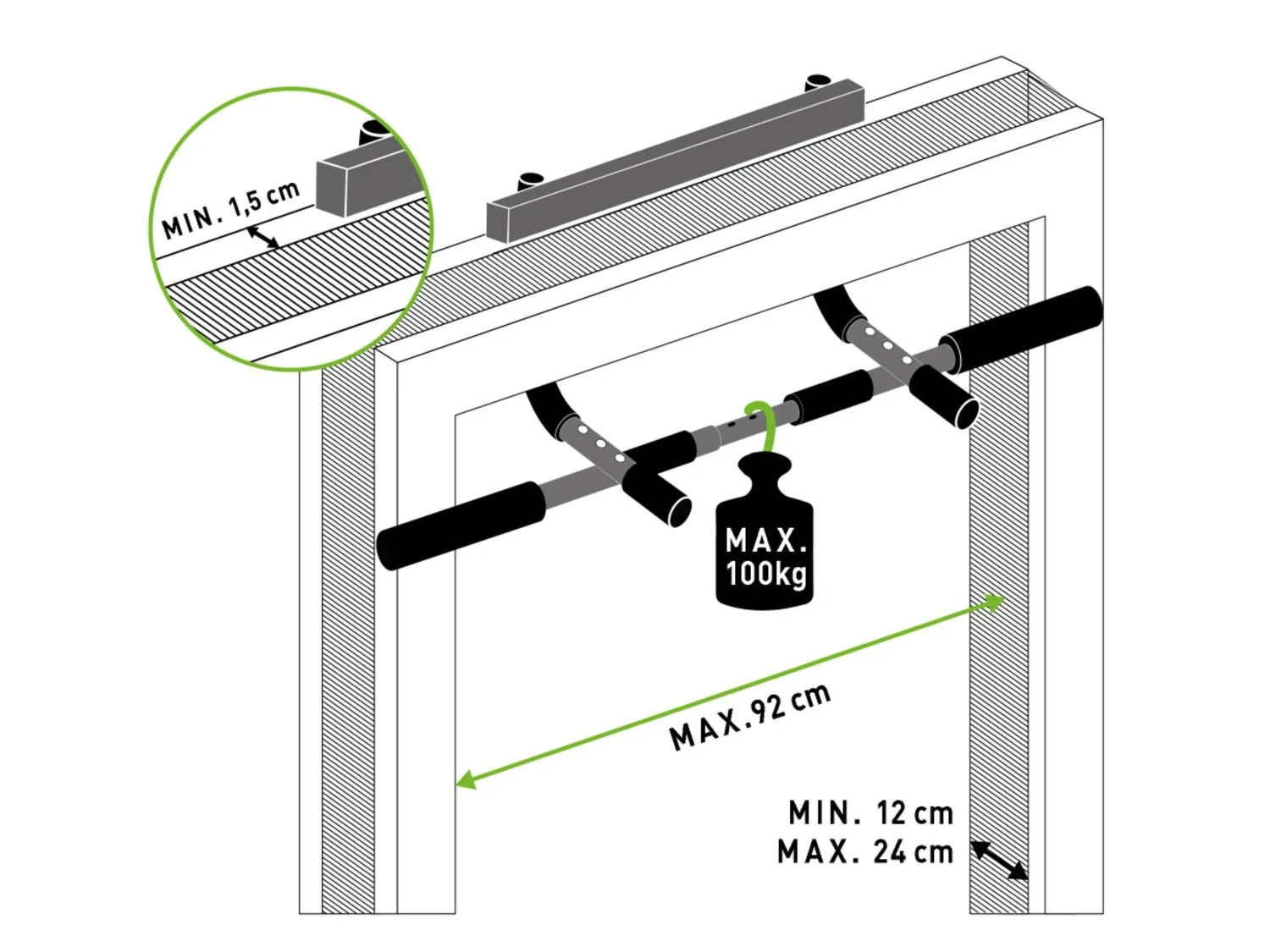 Schildkrt Barre de traction multifonctionnelle 4 en 1, 550 x 80 x 231 mm