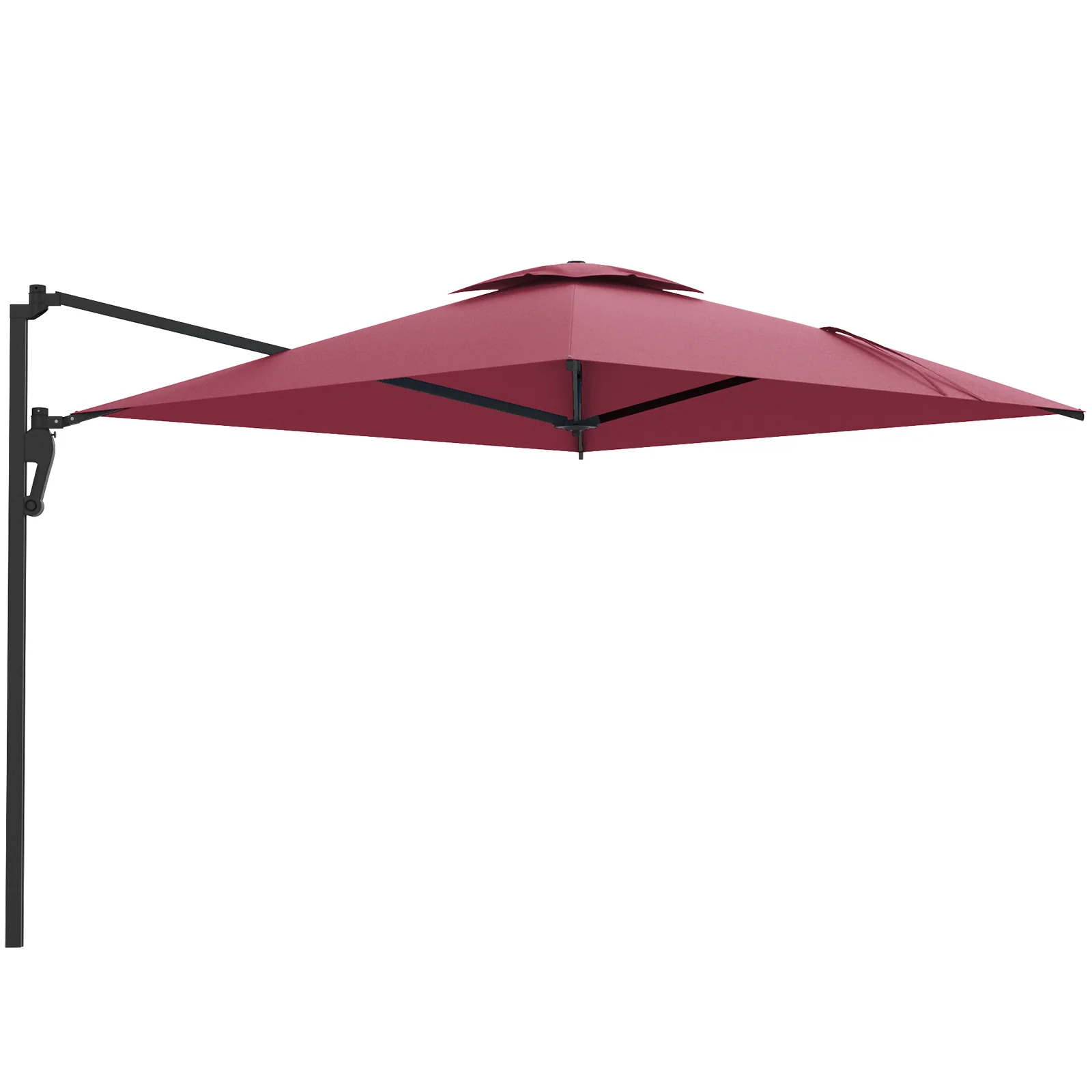 AECOJOY 10ft Cantilever Patio Umbrella, Large Rectangle Umbrella 180° Rotation Offset, Red