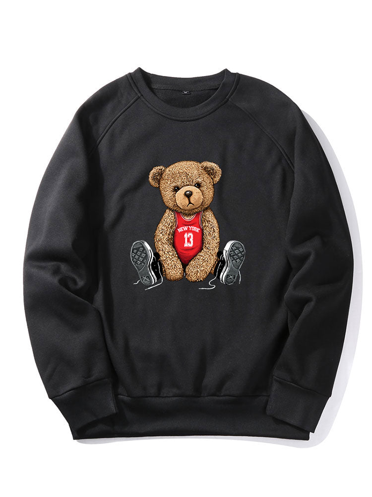 Sweat-shirt à manches raglan imprimé ours de New York