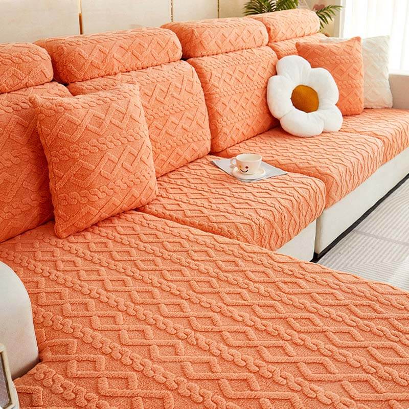 Full Wrap Soft Fleece Stretch Sectional Couch Cover