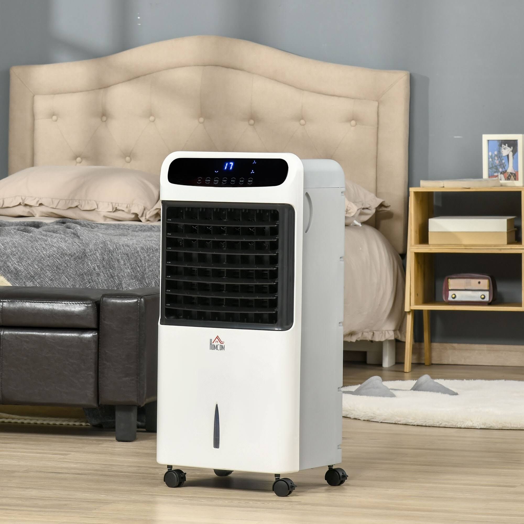 HOMCOM Mobile Air Cooler, Evaporative Ice Cooling Fan Water Conditioner Humidifier