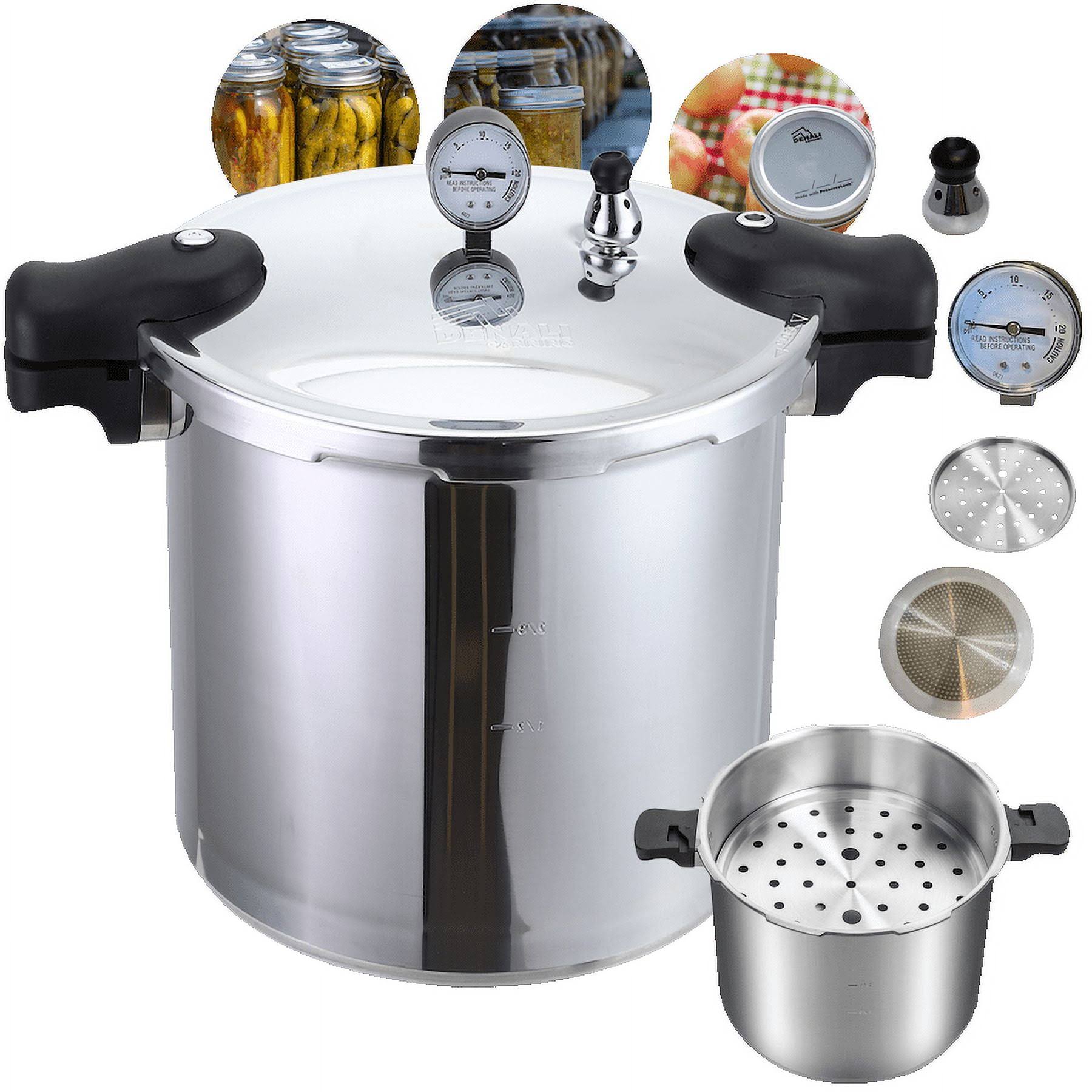 Denali Canning 23 Quart Pressure Canner & Cooker | Induction Compatible | Pressure Gauge & Pressure Regulator | Aluminum & Stainless Steel | Denali
