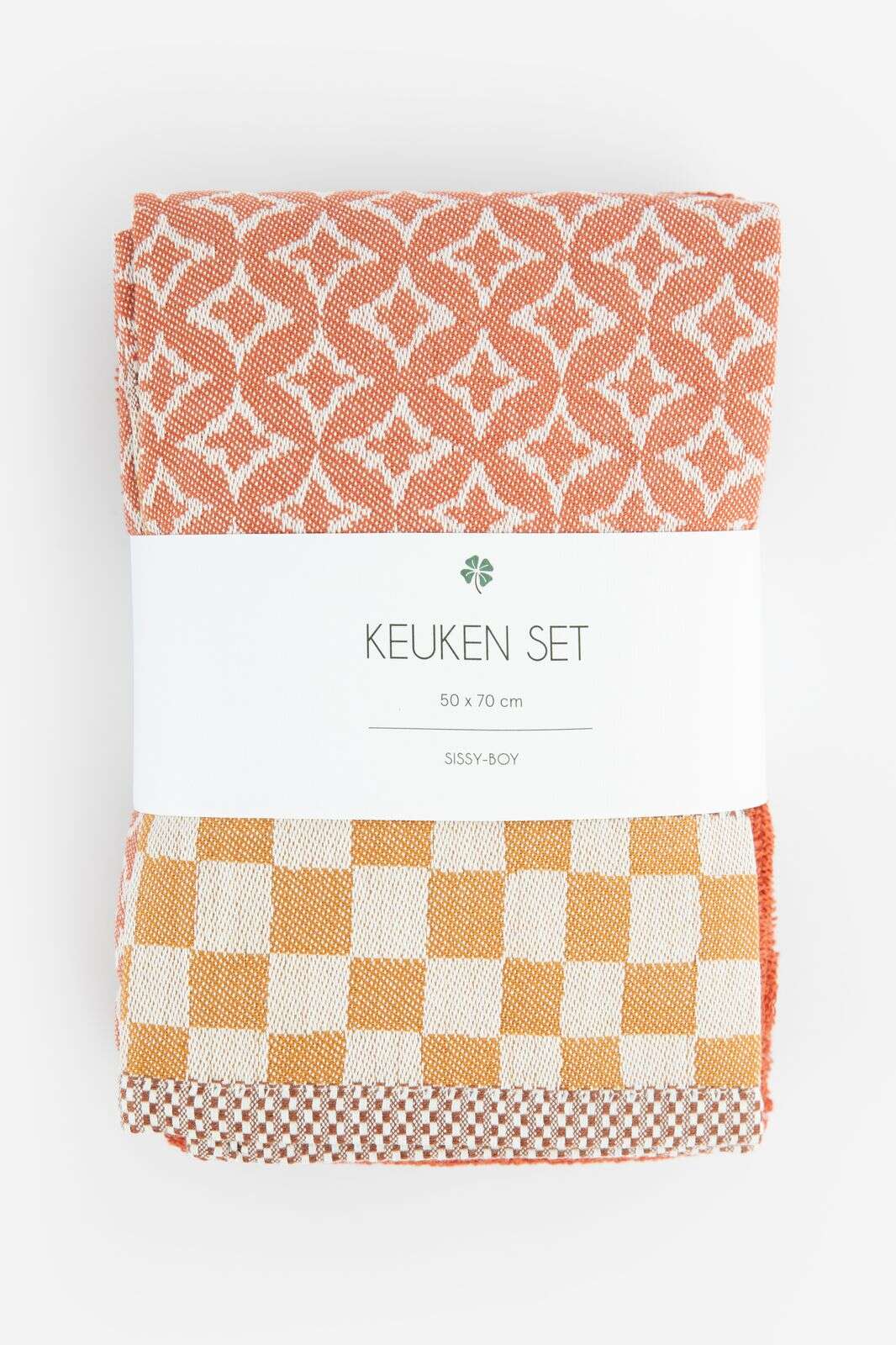 Donkeroranje handdoek en theedoek