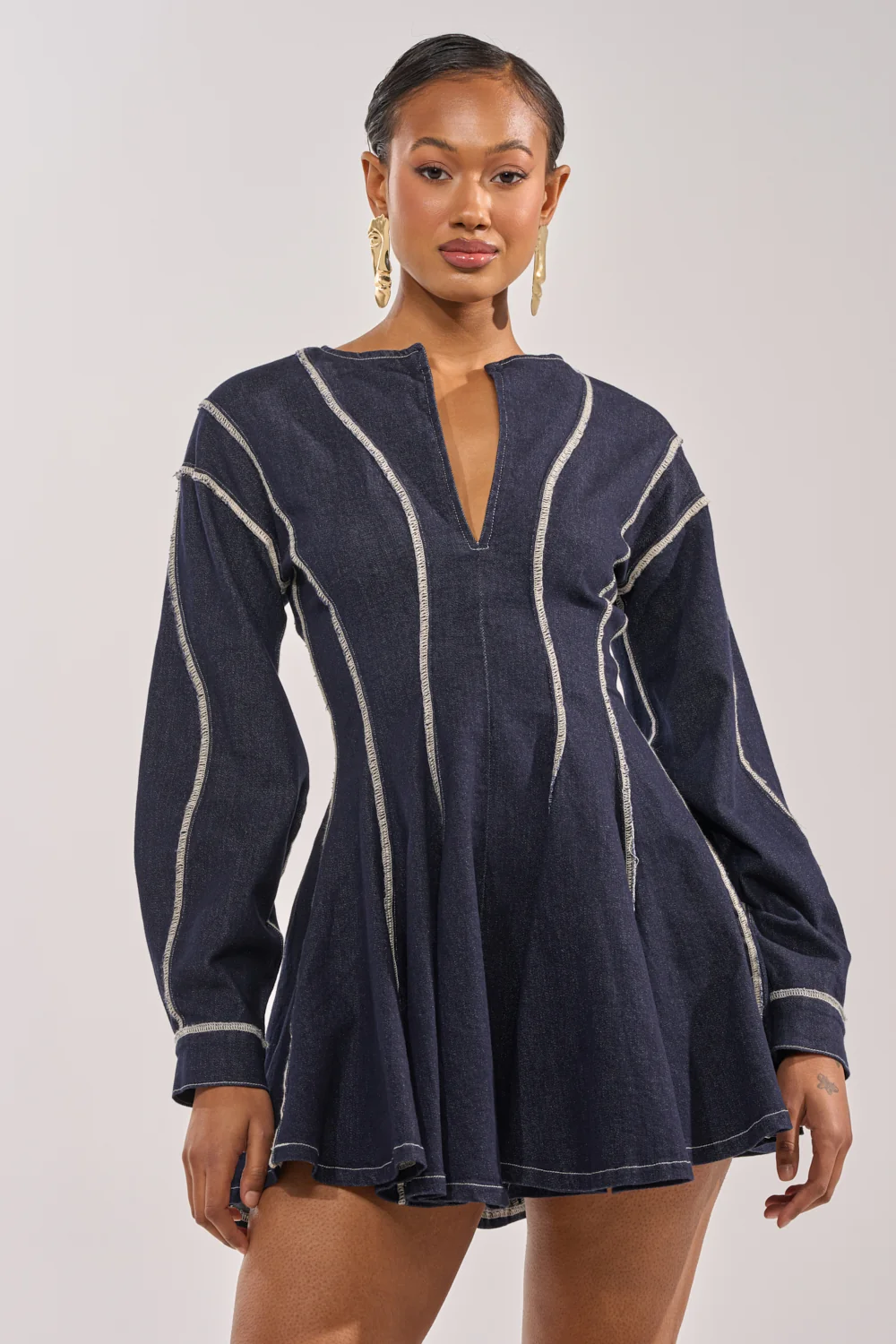 PLAYDATE DENIM MINI DRESS - Akira Store