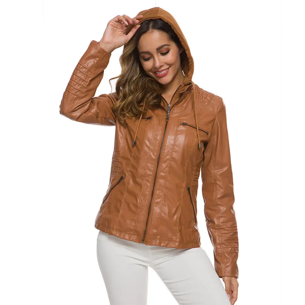 Sophie Paris I Veste en Similicuir avec Détails Zippés