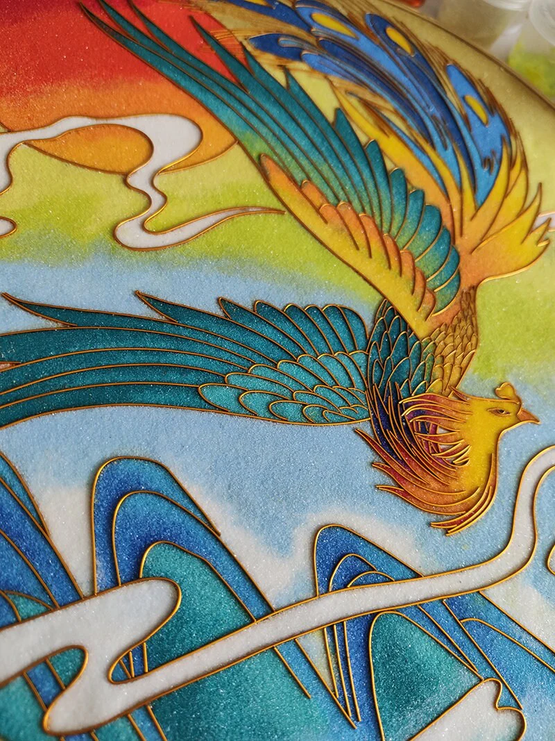 Phoenix, DIY Cloisonne Filigree Enamel Painting Kit, with Tutorial& All Tools