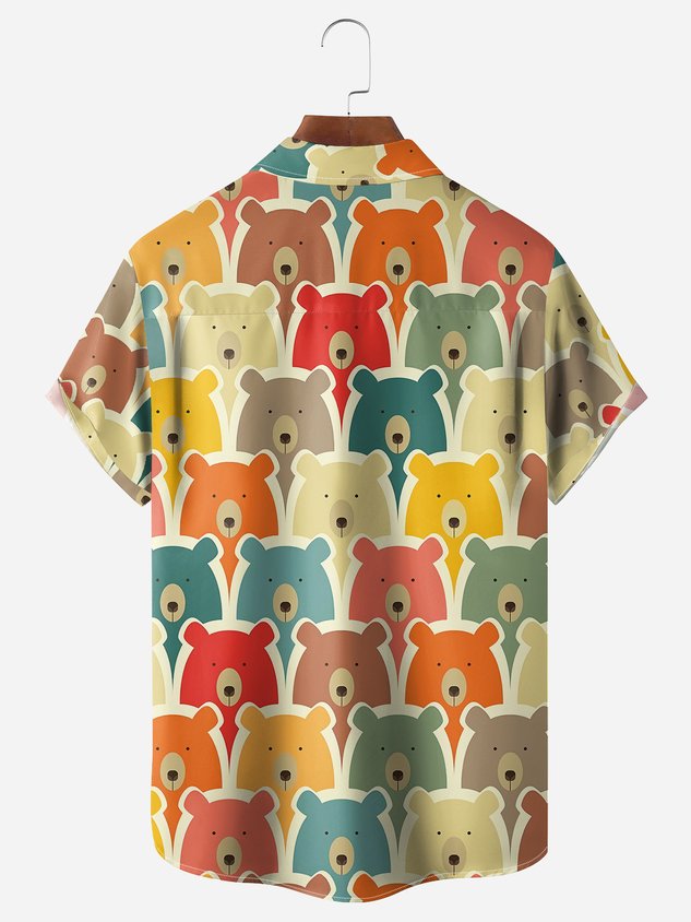 Chemise décontractée à manches courtes avec poche poitrine et petit ours