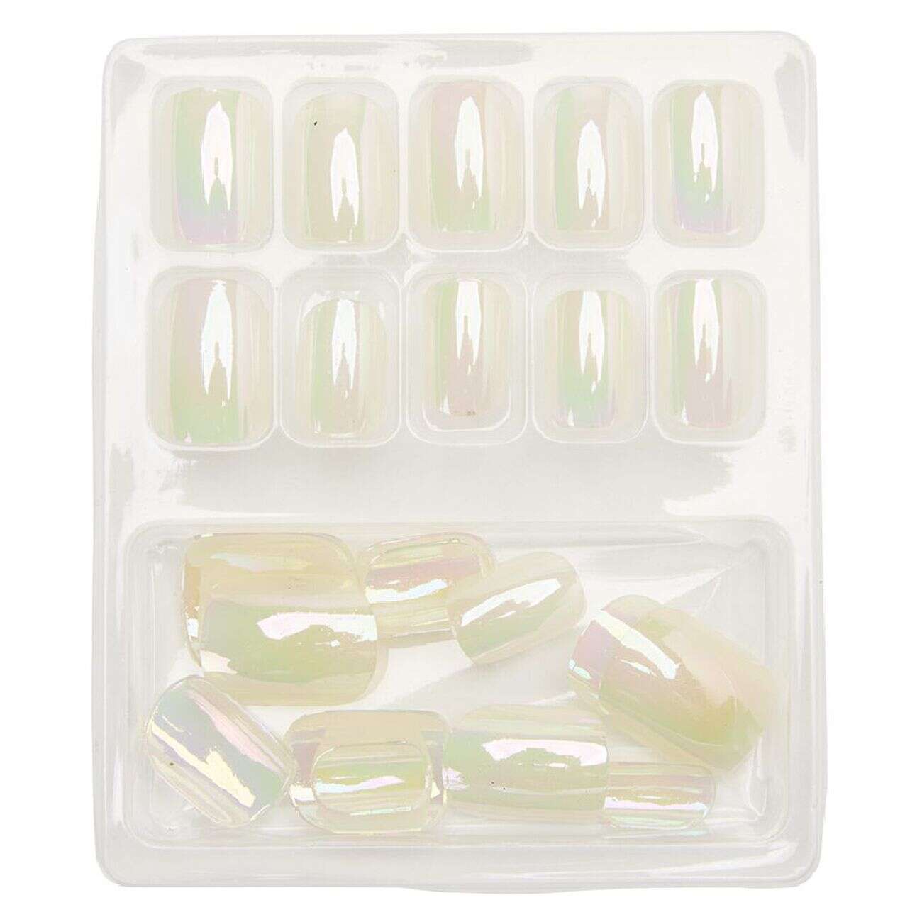 Kit de faux ongles en acrylique blanc effet miroir