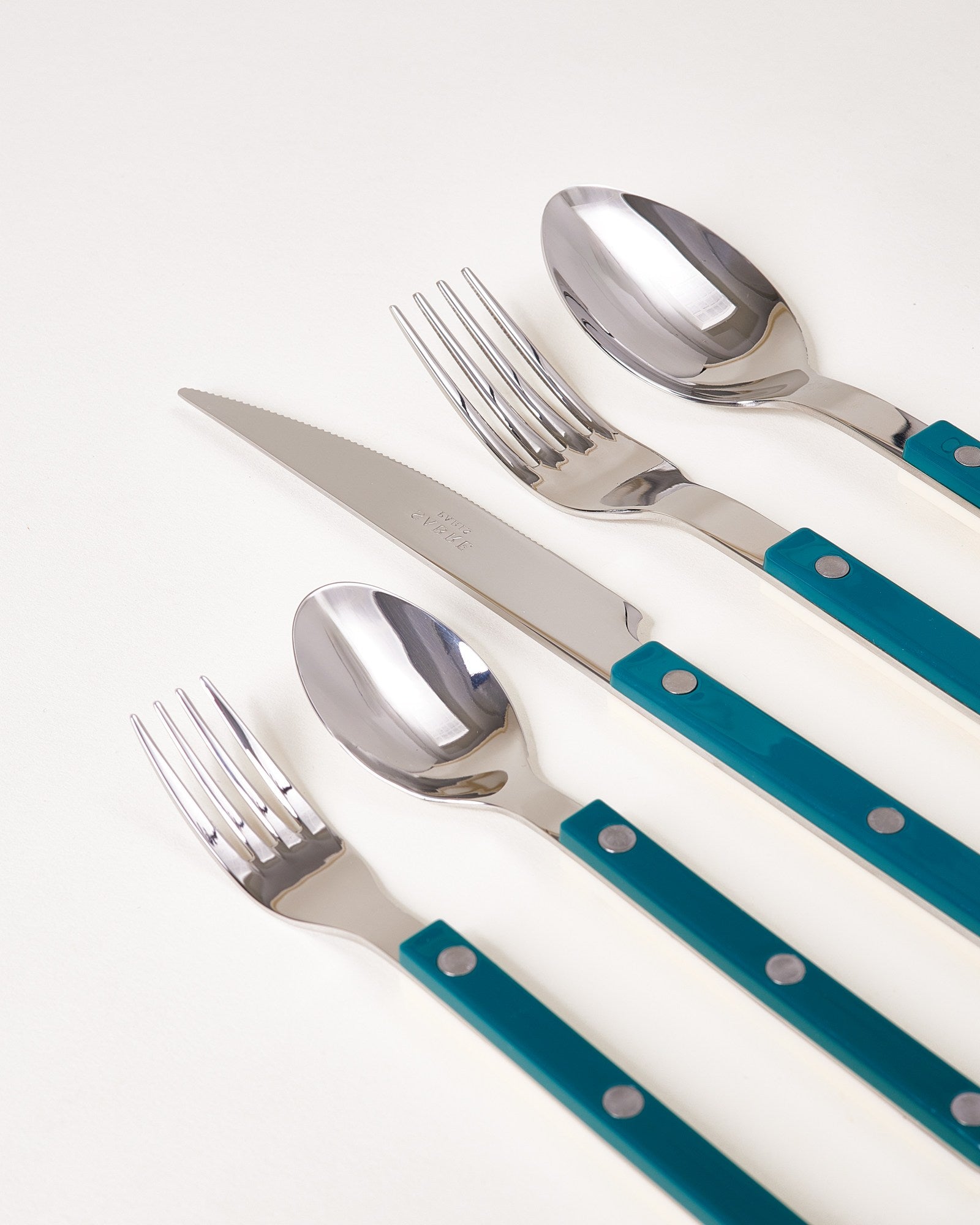 MAM X SABRE PARIS - CUTLERY SET OF 5 DARK GREEN OFF-WHITE