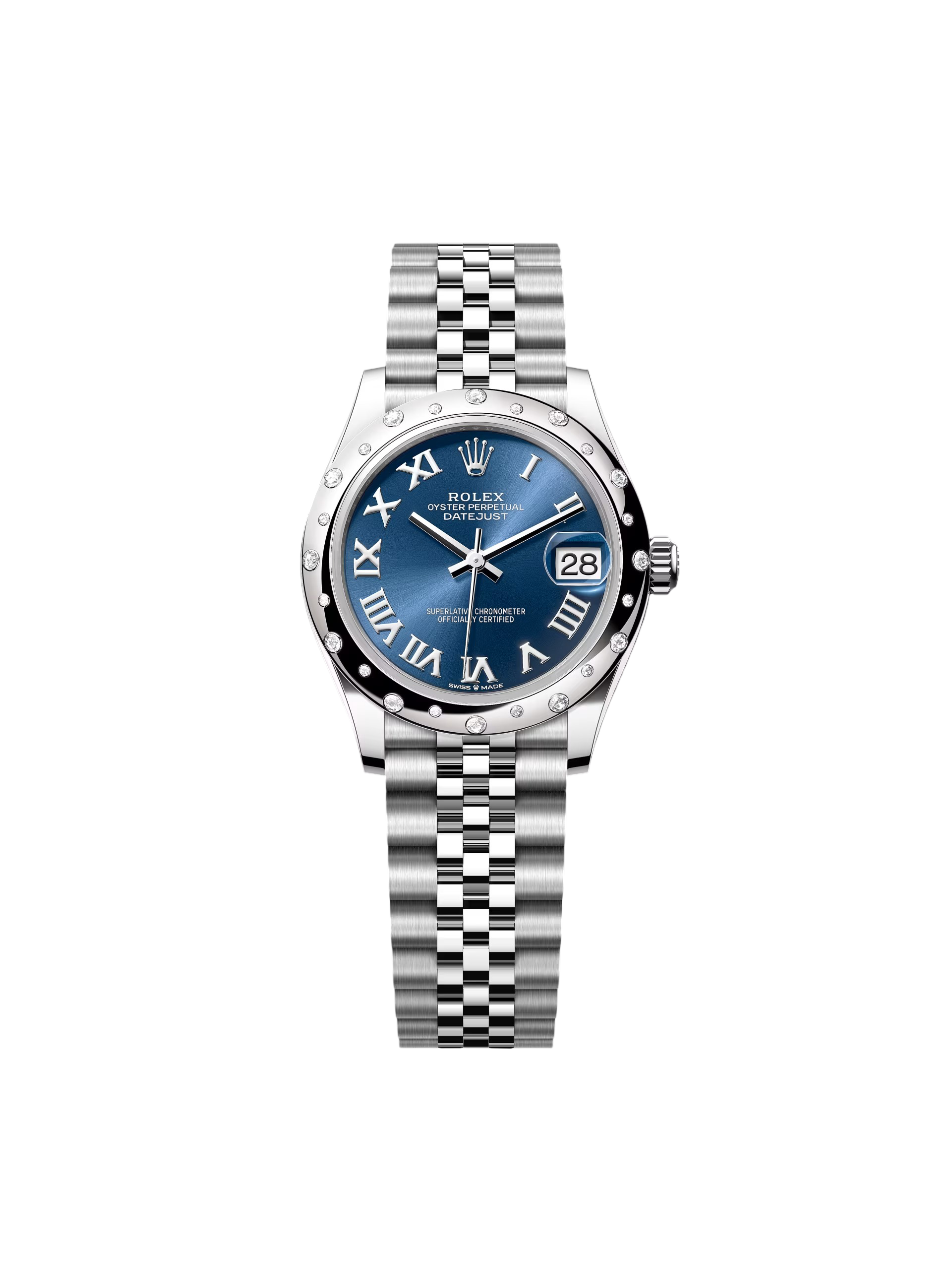 【Super Clone】RLX Datejust m278344-0035/0036 Bright Blue Dial 31mm Domed Diamond Oyster Watch