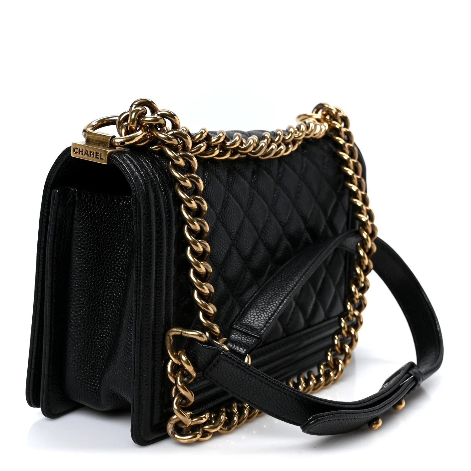 Caviar Quilted Medium Boy Flap Black