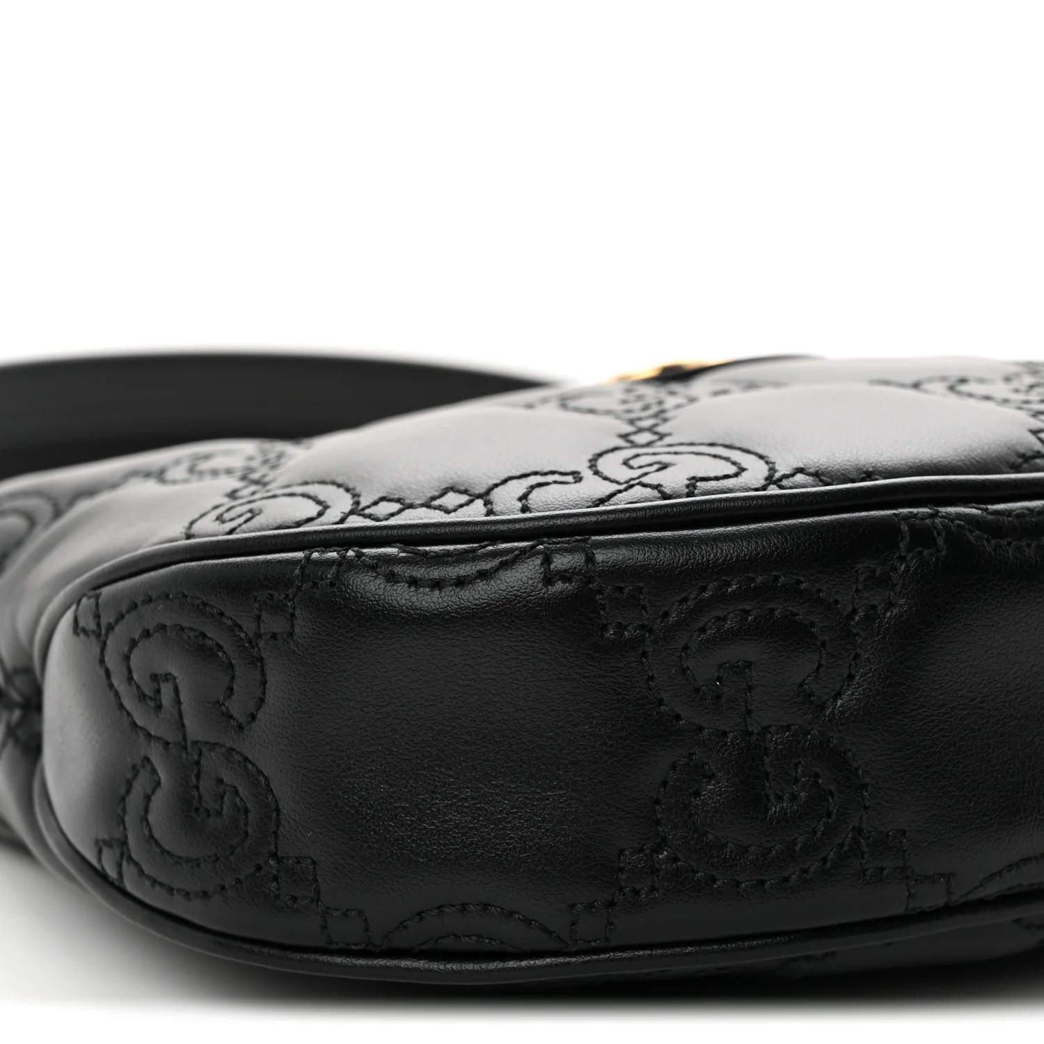 Calfskin GG Matelasse Mini Hobo Shoulder Bag Black