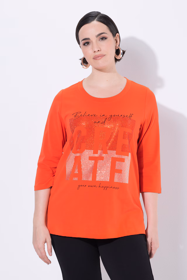 Rhinestone Motivational 3/4 Sleeve Tee