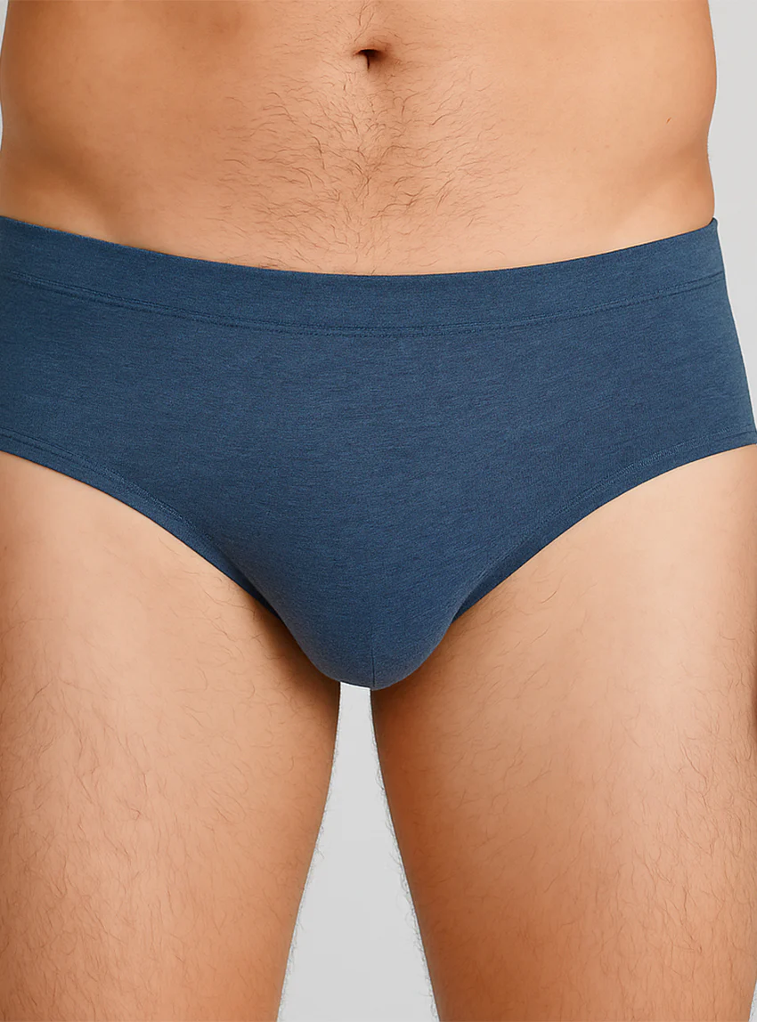 Slip homme uni en coton bleu
