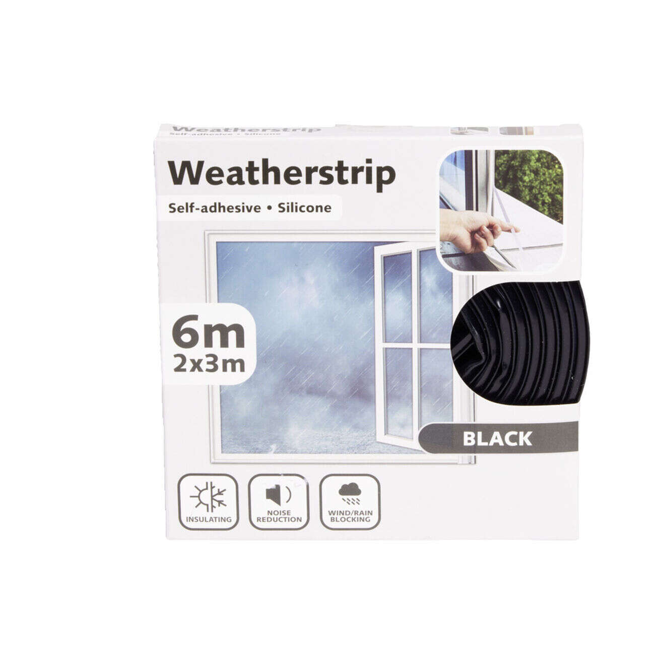 Joint d'isolation adhésif silicone plat pour porte et fenêtre 6m noir