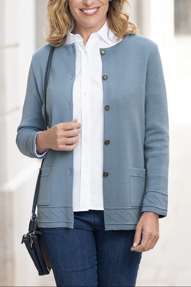 Veste longue en laine - BLEU RIVIERE